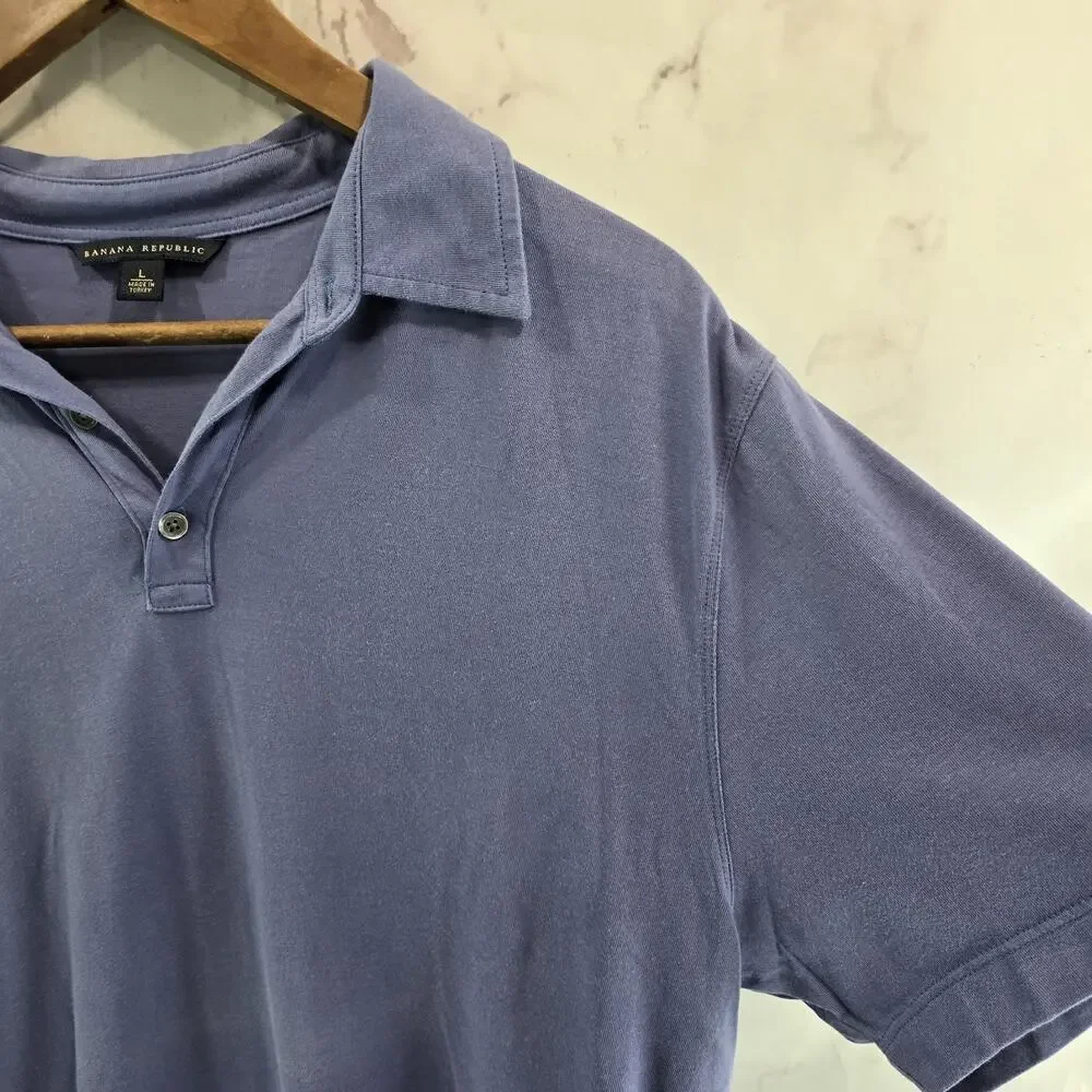 Banana Republic Shirt Mens Large Polo Purple Cotton Short Sleeve Tee Flaw